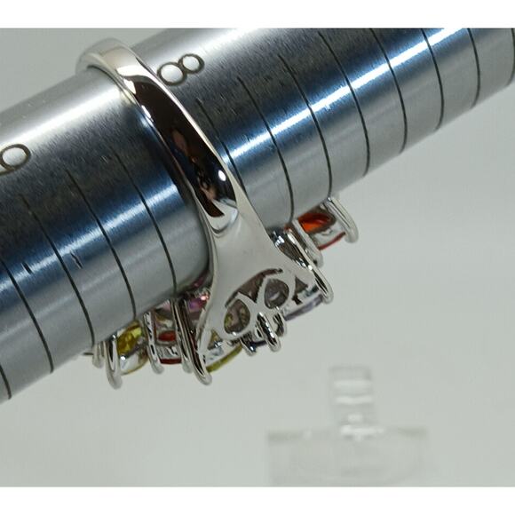 Vintage Ring Size 8 Silver Tone White Gold GP Pink CZ Diamond Cocktail - Picture 9 of 10